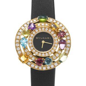 BVLGARI Astrale Cherchi Diamond Bezel New Belt 36.8g Black/N...